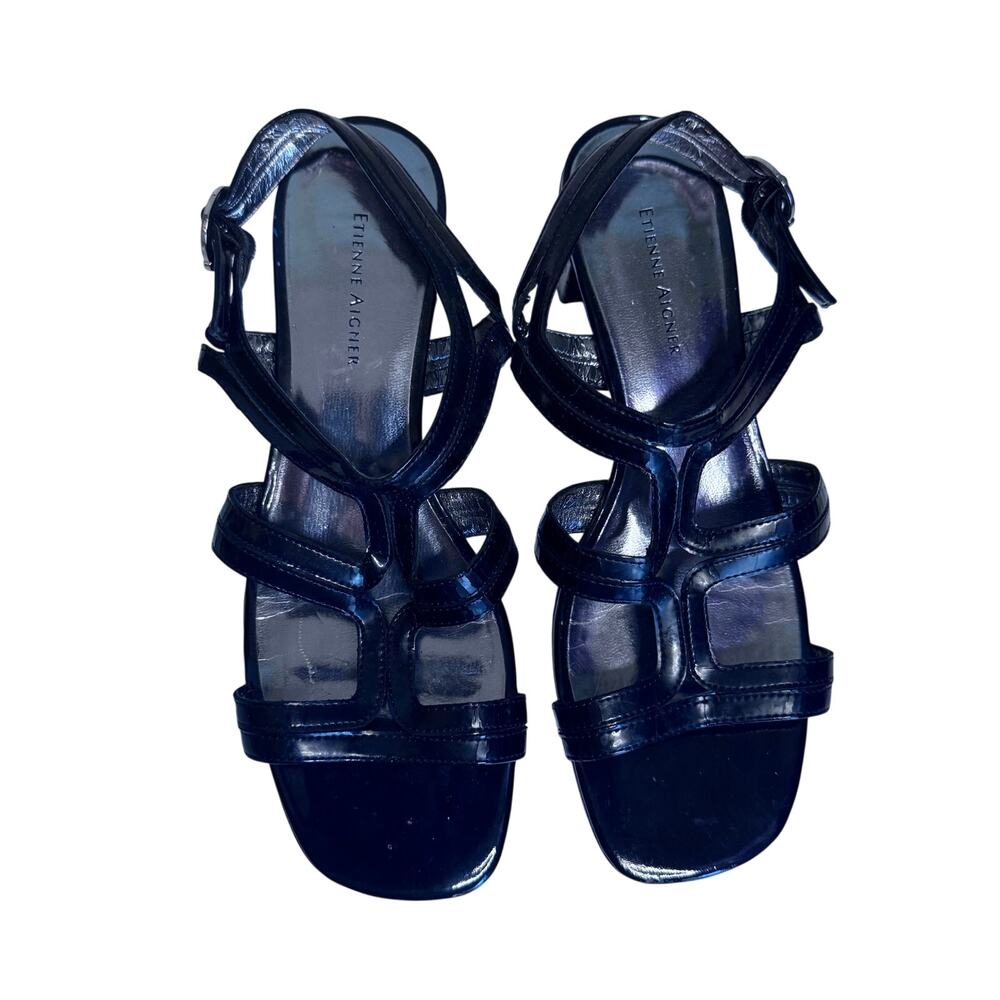 Y2K Etienne Aigner Whimsigoth Black Cage Heel Strappy Sandals Ankle Strap Heel